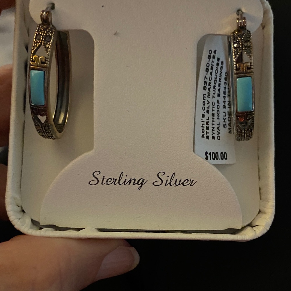 Sterling Silver Earrings with Turquoise Accents